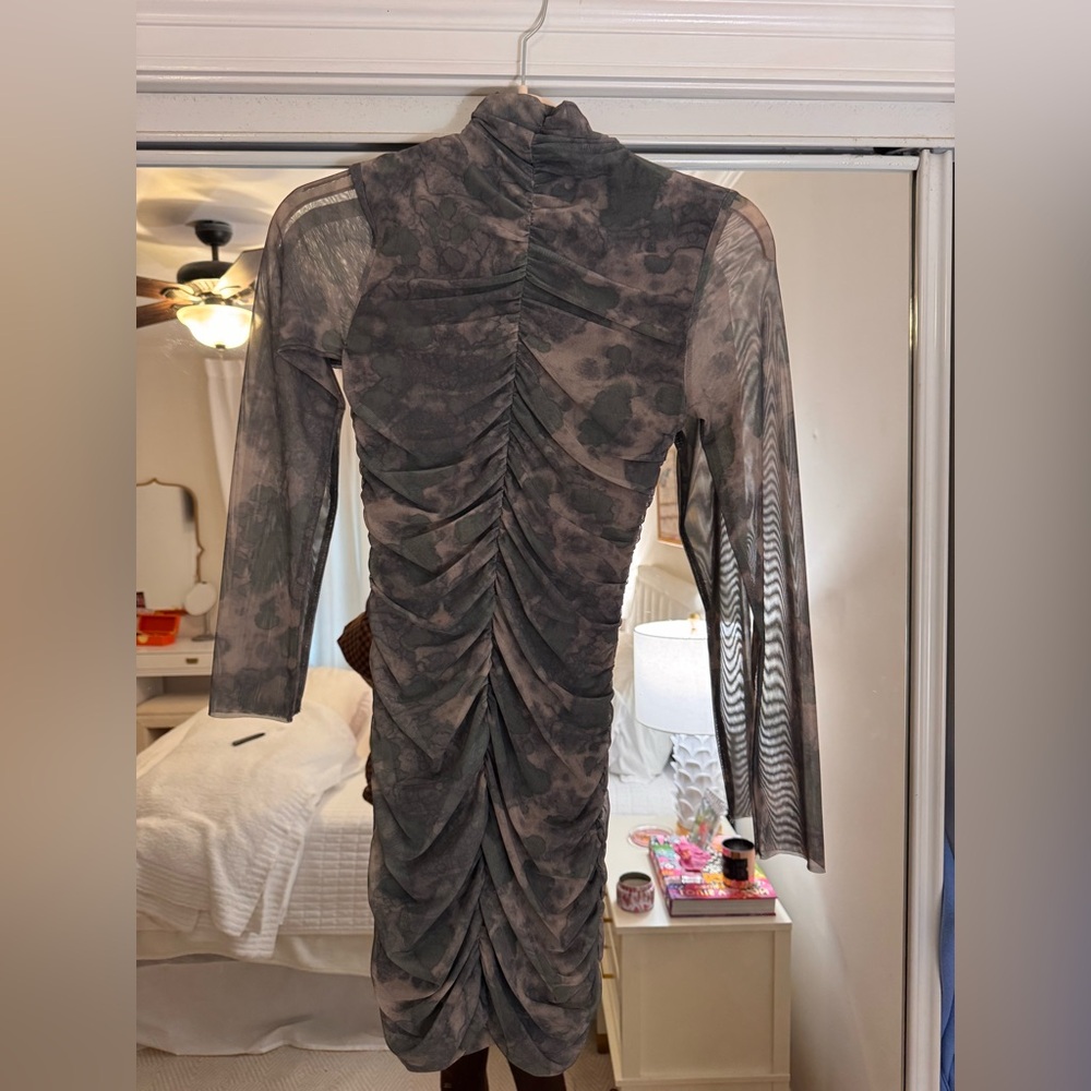 Zara Mesh Ruched Mini Dress - Picture 3 of 7